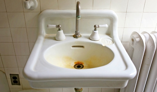 Stained bathroom sink